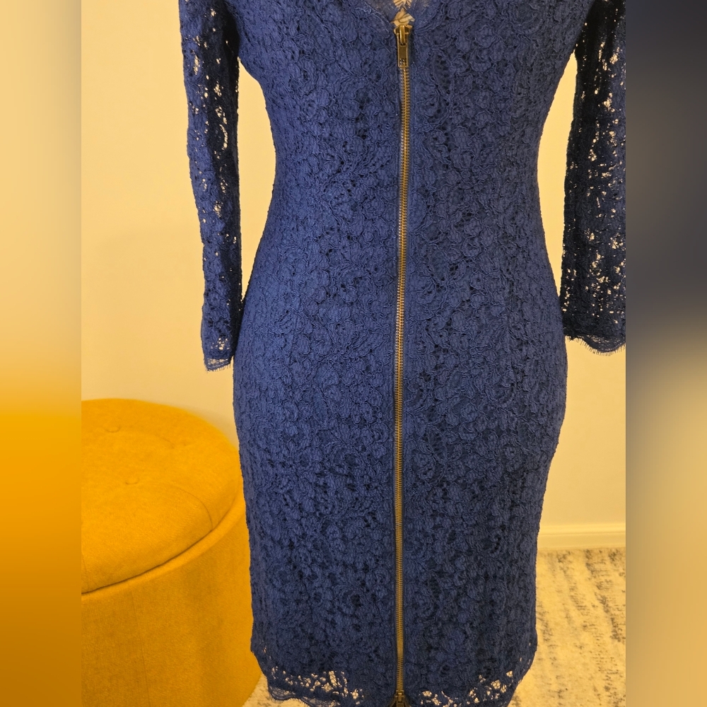 Adrianna Papell Royal Blue Lace Dress, Size 6. - Picture 8 of 16